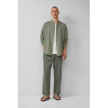 Pantaloni din amestec de in cu snur