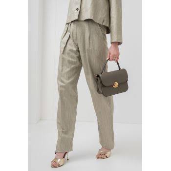 Pantaloni drepti cu talie inalta