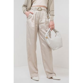 Pantaloni drepti din amestec de in