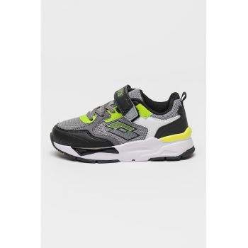 Pantofi sport din plasa cu talpa wedge si garnituri din piele ecologica