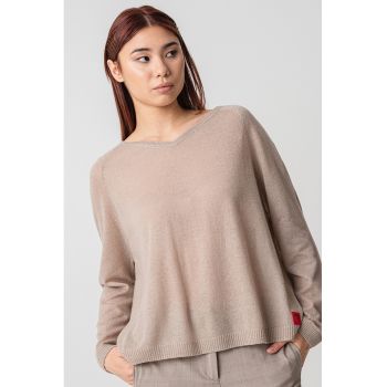 Pulover din amestec de lana cu maneci raglan