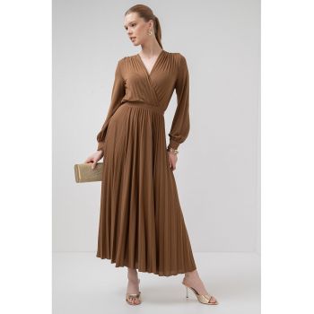 Rochie cu decolteu in V si maneci lungi Cascia