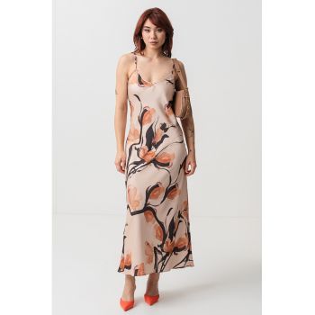 Rochie cu model floral si decolteu in V