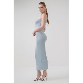 Rochie maxi cambrata cu aspect striat Porto