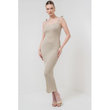 Rochie maxi cambrata cu aspect striat Porto