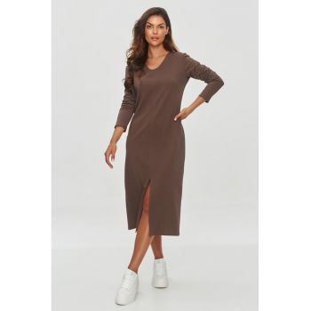 Rochie midi cu crapatura frontala