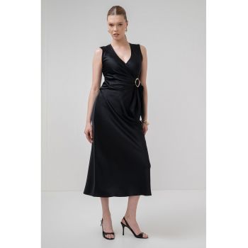 Rochie midi cu decolteu in V Titano