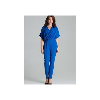 Salopeta dama -  albastru safir - maneci kimono - elastica - poliester/viscoza