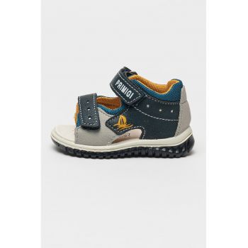 Sandale din piele ecologica cu logo si velcro
