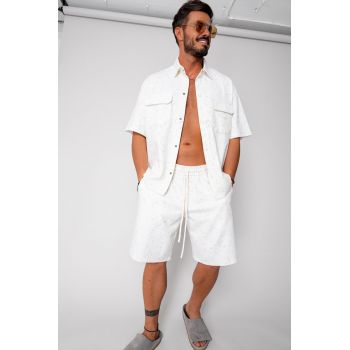 Set camasa cu capse si pantalon scurt Off White 16777