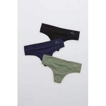 Set de chiloti tanga cu talie medie - 3 perechi