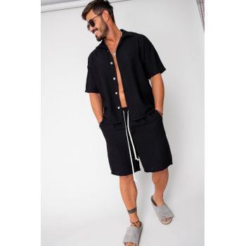 Set Rivolo camasa maneca scurta si pantalon scurt Black 16694