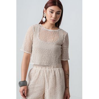 Tricou crop cu perforatii Faville