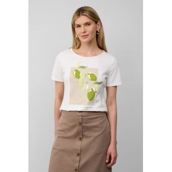 Tricou cu decolteu rotund si imprimeu frontal