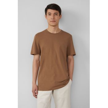 Tricou de bumbac cu decolteu la baza gatului