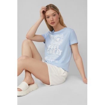 Tricou de bumbac cu imprimeu text si grafic