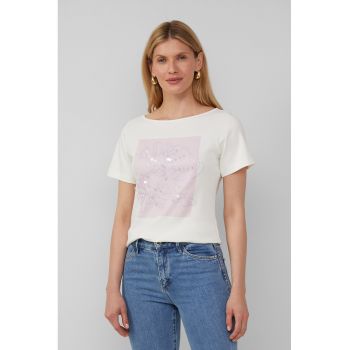 Tricou de bumbac cu paiete