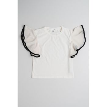 Tricou din amestec de bumbac cu detalii contrastante