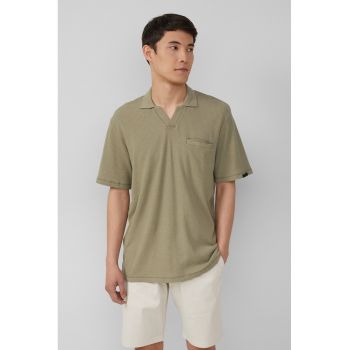 Tricou din amestec de in cu decolteu in V