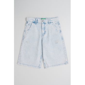 Bermude din denim cu talie inalta