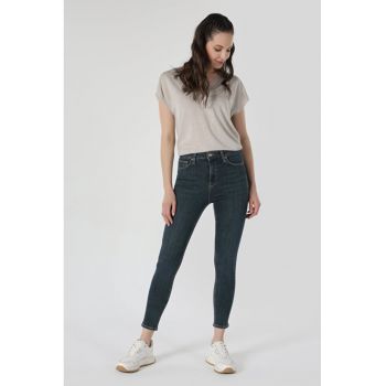 Blugi crop cu talie inalta