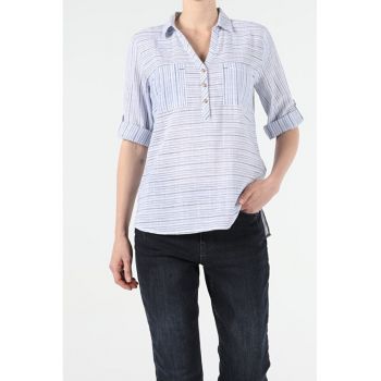 Bluza Albastru Regular Fit De Dama Cu Maneca Lunga