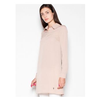 Bluza dama  bej - tricot usor - maneci lungi - guler delicat