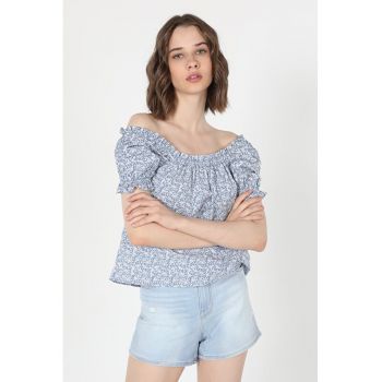 Camasa Cu Maneca Scurta De Dama Albastru Regular Fit