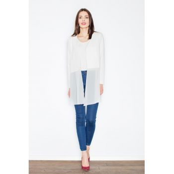 Cardigan dama -  M441 - ecru - poliester si vascoza