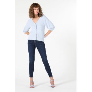 Cardigan De Dama Albastru Slim Fit