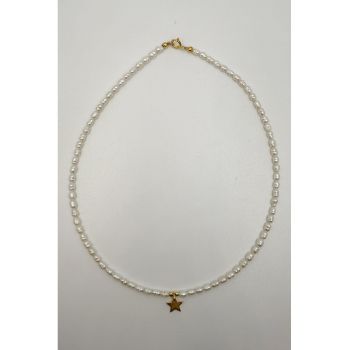 Colier de argint placat cu aur de 14k si cu perle de cultura
