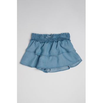 Fusta-pantalon din material chambray cu snur