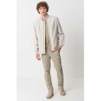 Jacheta de piele cu guler baseball Johice