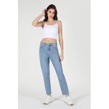 Pantaloni De Dama Albastru Mom Fit 896 MARIA -