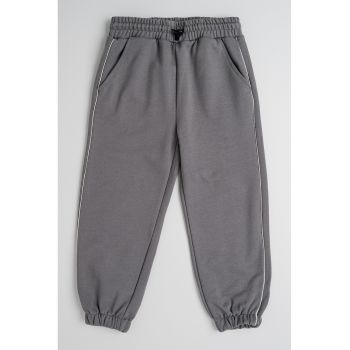 Pantaloni de trening din bumbac cu model uni