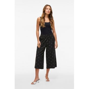 Pantaloni evazati cu model si talie elastica