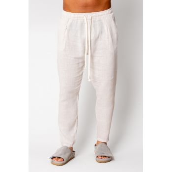 Pantaloni lung din IN cu snur Cream 17015