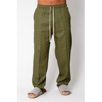 Pantaloni lung din IN cu snur Kaki 16855