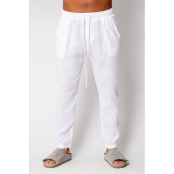 Pantaloni lung din IN cu snur White I 17009