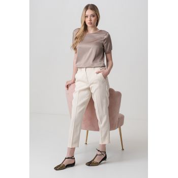 Pantaloni plisati din amestec de in