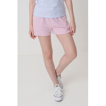 Pantaloni scurti cu banda elastica in talie si talie inalta
