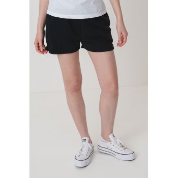 Pantaloni scurti cu banda elastica in talie si talie inalta