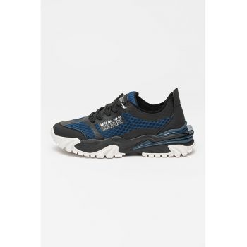 Pantofi sport din piele ecologica si material textil cu detaliu logo