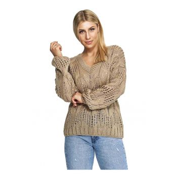 Pulover dama -  maro - maneca lunga - decolteu in V - poliacril -
