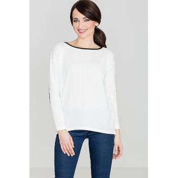 Pulover dama  model K118 - decolteu semicircular - maneci lungi - ecru - poliester 80% -