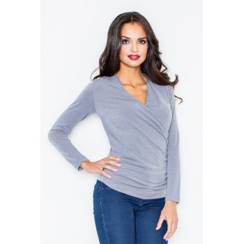 Pulover dama -  plic - gri - material tricotat -