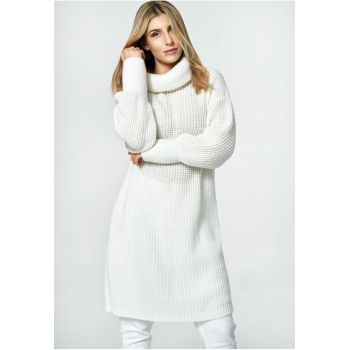 Pulover lung oversize  ecru - pentru femei -