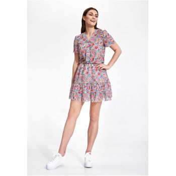 Rochie boho -  mini - flori colorate - poliester
