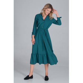Rochie camasa  verde - cu centura - poliester -