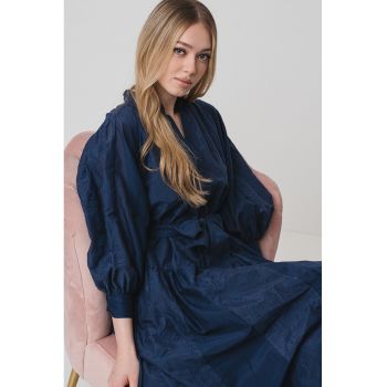 Rochie din amestec de matase cu maneci bufante